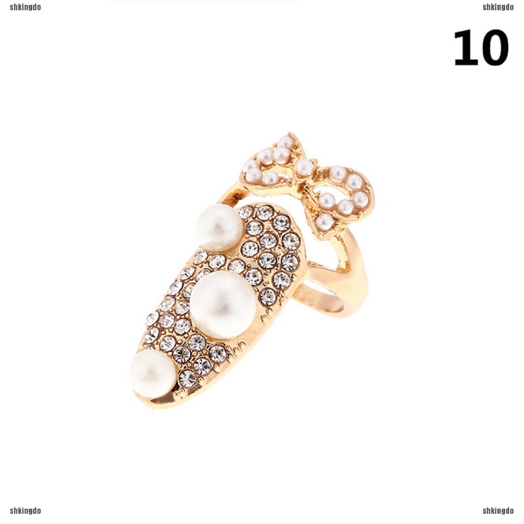 Nhẫn đeo móng tay thiết kế đính kim cương giả thời trang dành cho nữ