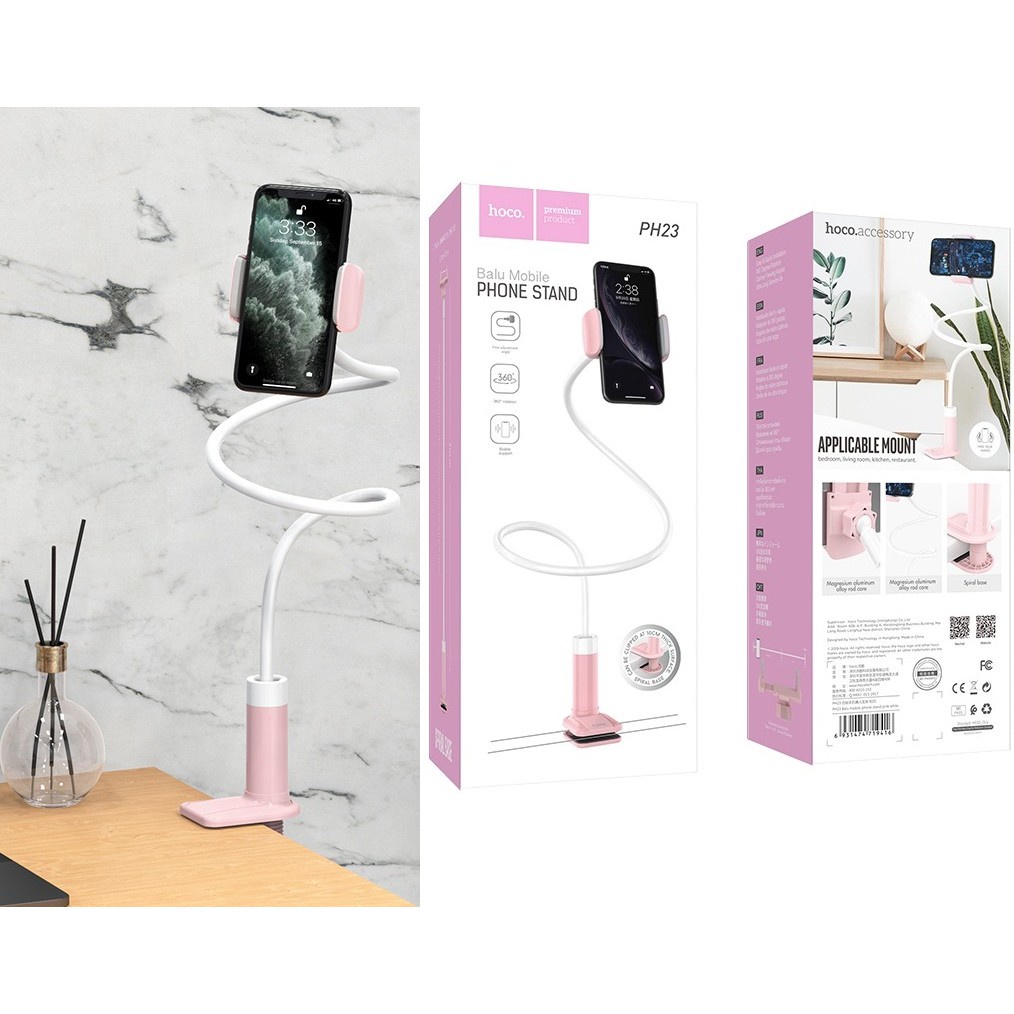 Giá đỡ điện thoại kẹp cạnh bàn thân dẻo tùy chỉnh được 70cm Hoco Ph23
