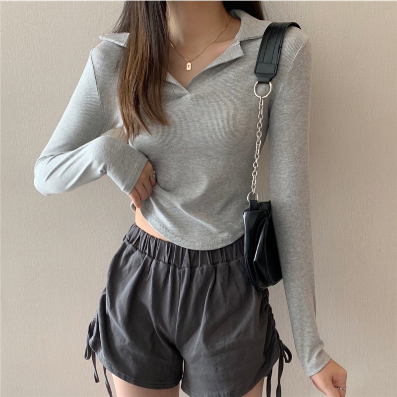 Áo thun polo tay dài màu sắc thời trang Hàn Quốc cho nữ | BigBuy360 - bigbuy360.vn