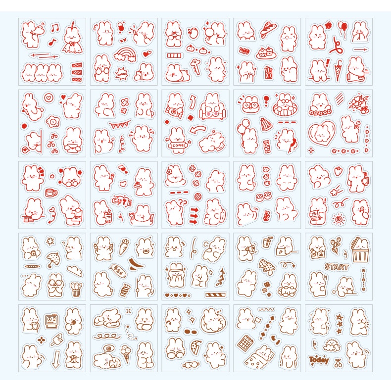 Set 10 25 tấm sticker cute hình gấu cute, hình dán sticker trang trí sổ tay, nhật ký, thiệp, quà