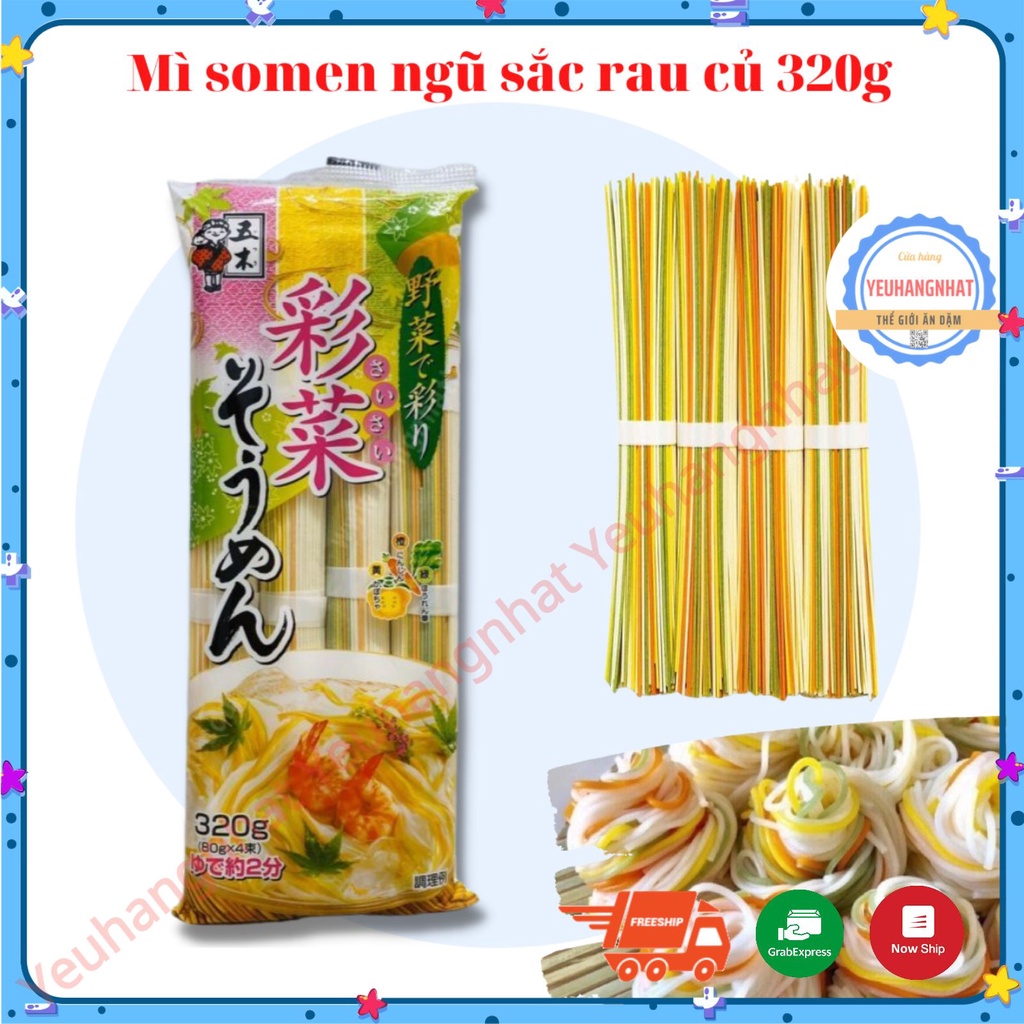 [NHẬT BẢN] Mỳ Somen Ngũ Sắc 320g Rau củ Nhật Bản