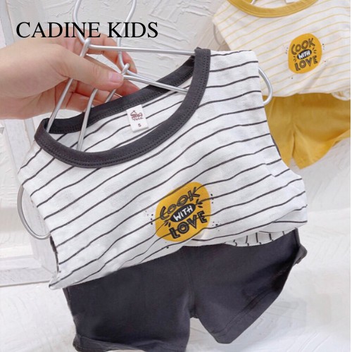 Bộ cho bébé trai chất cotton kẻ nagng in hình cute siêu xinh 8-18kg Cadine kids