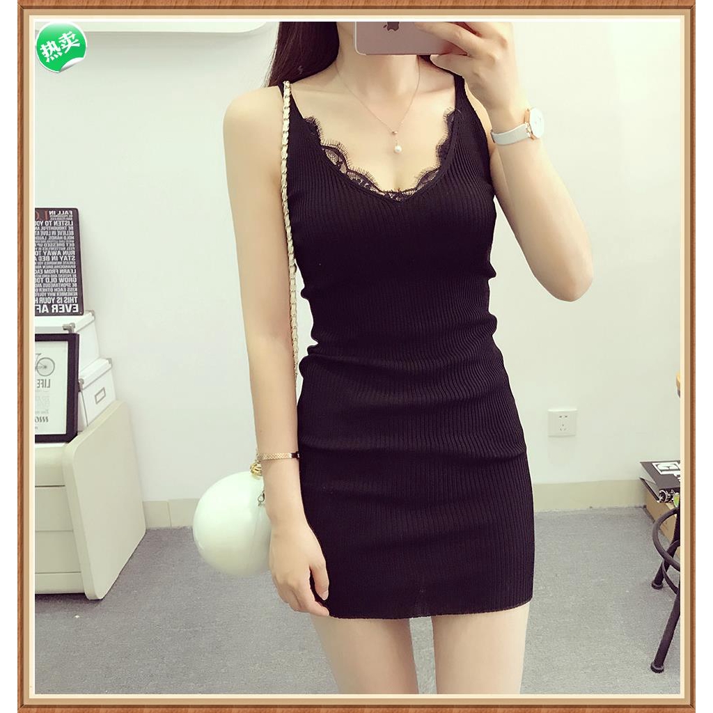 [Mã FAXANH55 giảm 10K đơn 50K] Đầm Ren Hai Dây Cổ Chữ V | BigBuy360 - bigbuy360.vn