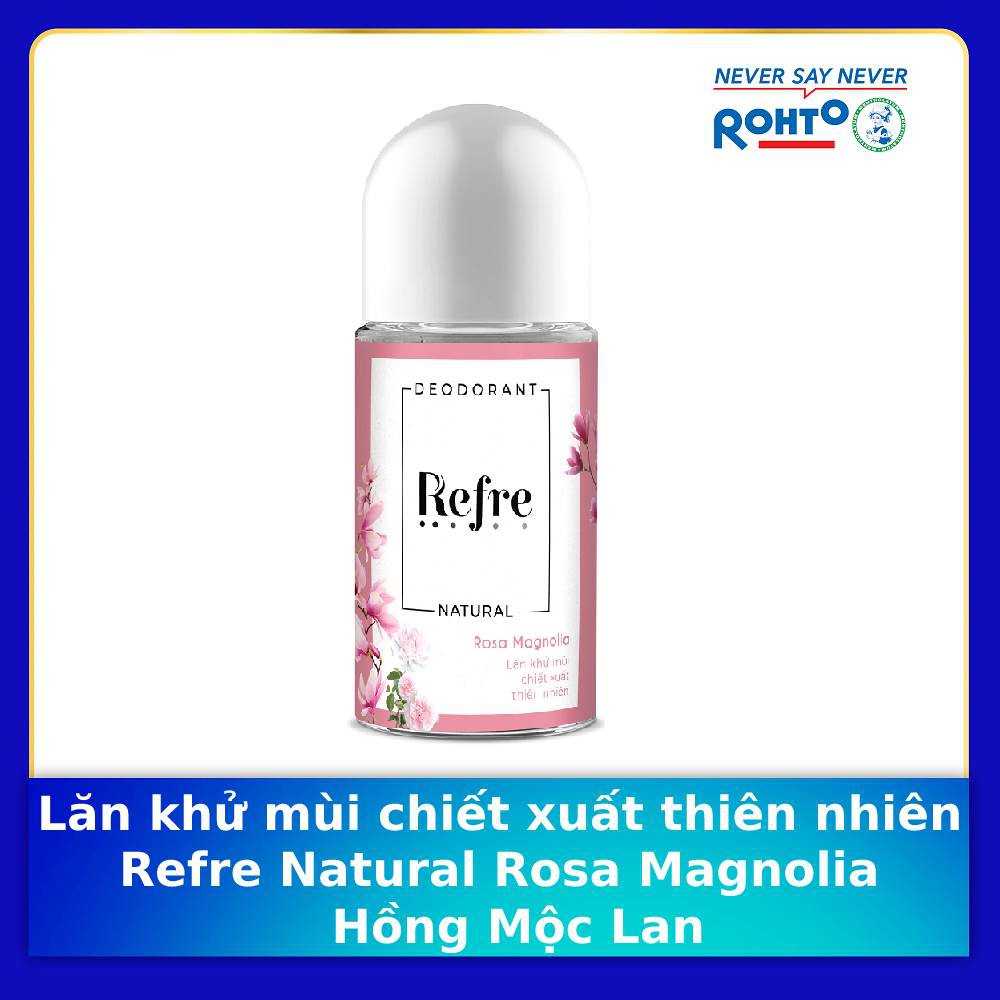 Lăn khử mùi chiết xuất thiên nhiên Refre Natural Rosa Magnolia – Hồng Mộc Lan 40ml