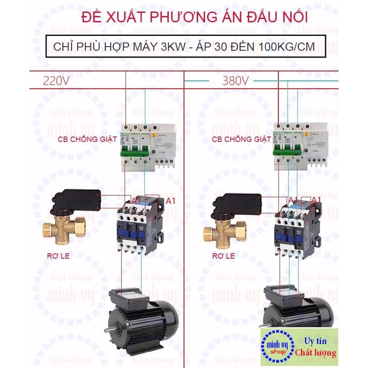 Bộ cảm biến áp tự động ngắt cho máy bơm cao áp - máy rửa xe cao áp - rơ le tự ngắt cho máy rửa xe cao áp
