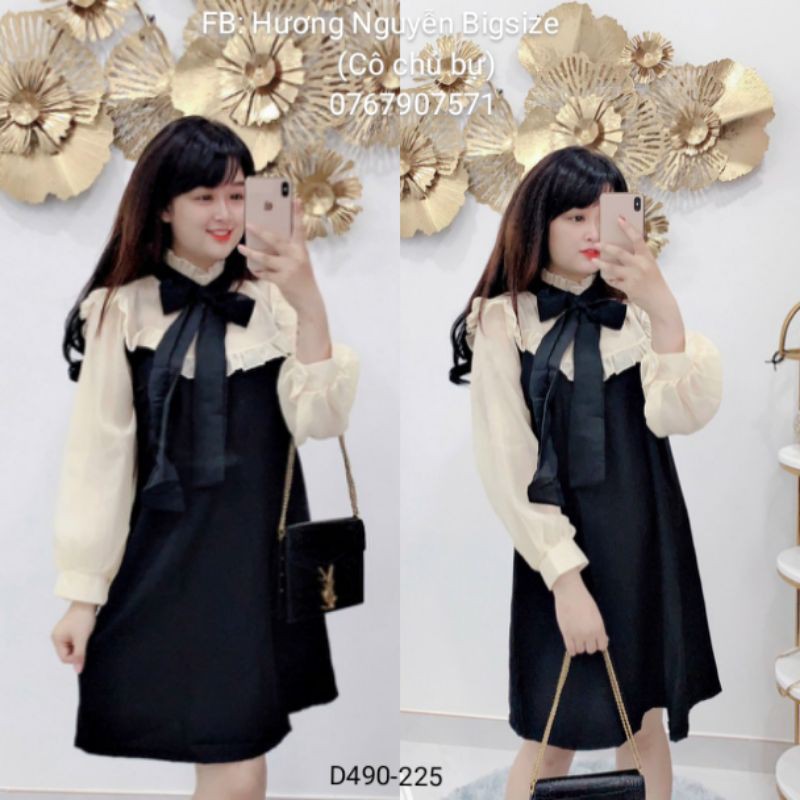 [Ảnh thật] BIGSIZE ĐẦM TIỂU THƯ CỔ BÈO PHỐI NƠ D490