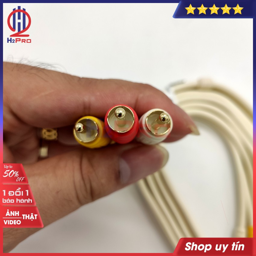 Dây Cáp âm thanh 3 ra 3 RCA CHOSEAL AQ5219 H2PRO, dây av 3 ra 3 bông sen chất lượng cao, chống nhiễu, chống đứt dài 1.8m