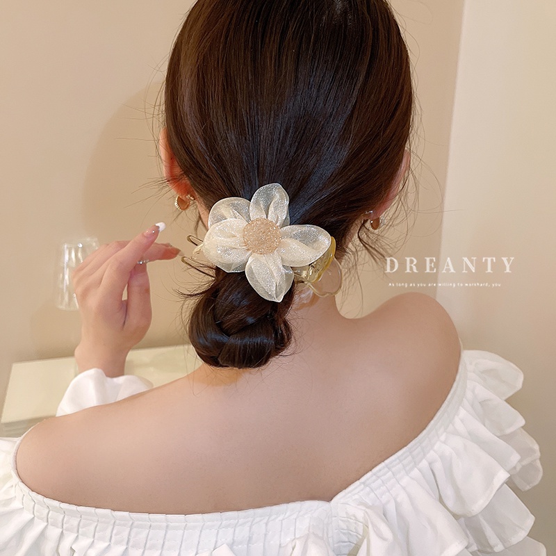 Kẹp Tóc Hình Nơ Lưới Đính Kim Cương Nhân Tạo Thời Trang Hàn Quốc