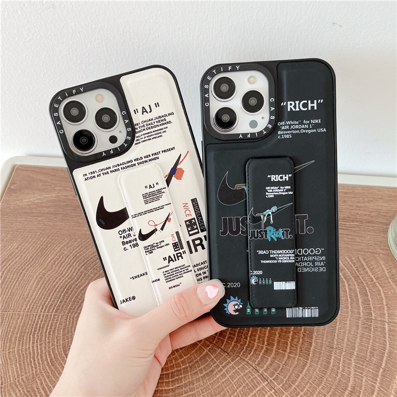Ốp Điện Thoại Nhựa PVC Chống Sốc Có Giá Đỡ 3D Thời Trang Cho iPhone 14 13 12 iPhone 11 pro Max