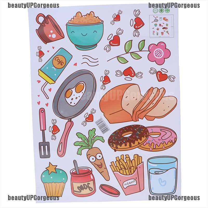 Miếng dán tường bằng Vinyl tự dính họa tiết thức ăn có thể tháo gỡ trang trí nhà bếp