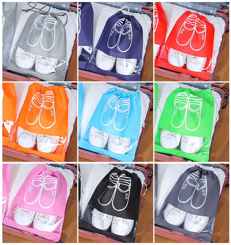 5 Pcs Portable Travel Shoe Bag / Non Woven Drawstring Waterproof Shoe Storage Pouch / Home Organizer