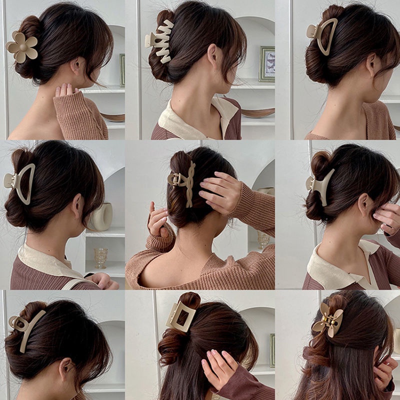 Kẹp Tóc Màu Cà Phê Sữa Thời Trang Hàn Quốc Đơn Giản Cho Nữ