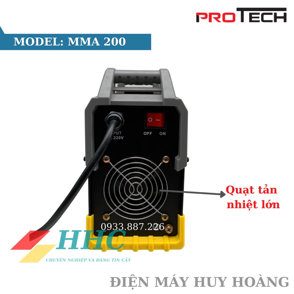 Máy hàn que 3.2li Protech MMA 200 tặng kèm theo máy hàn điện tử, máy hàn cho thợ đi làm công trình