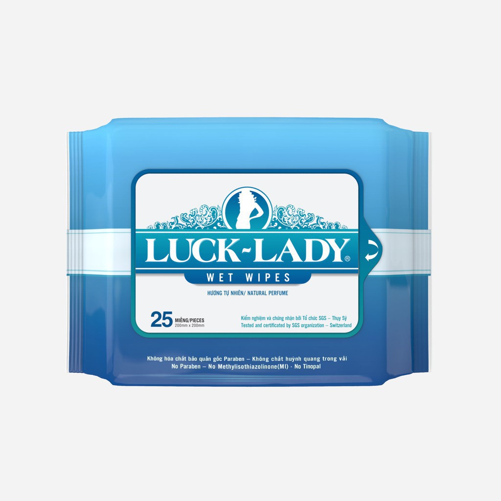 Khăn ướt cho da nhạy cảm Luck Lady có mùi 25 tờ/gói - Combo 3 gói