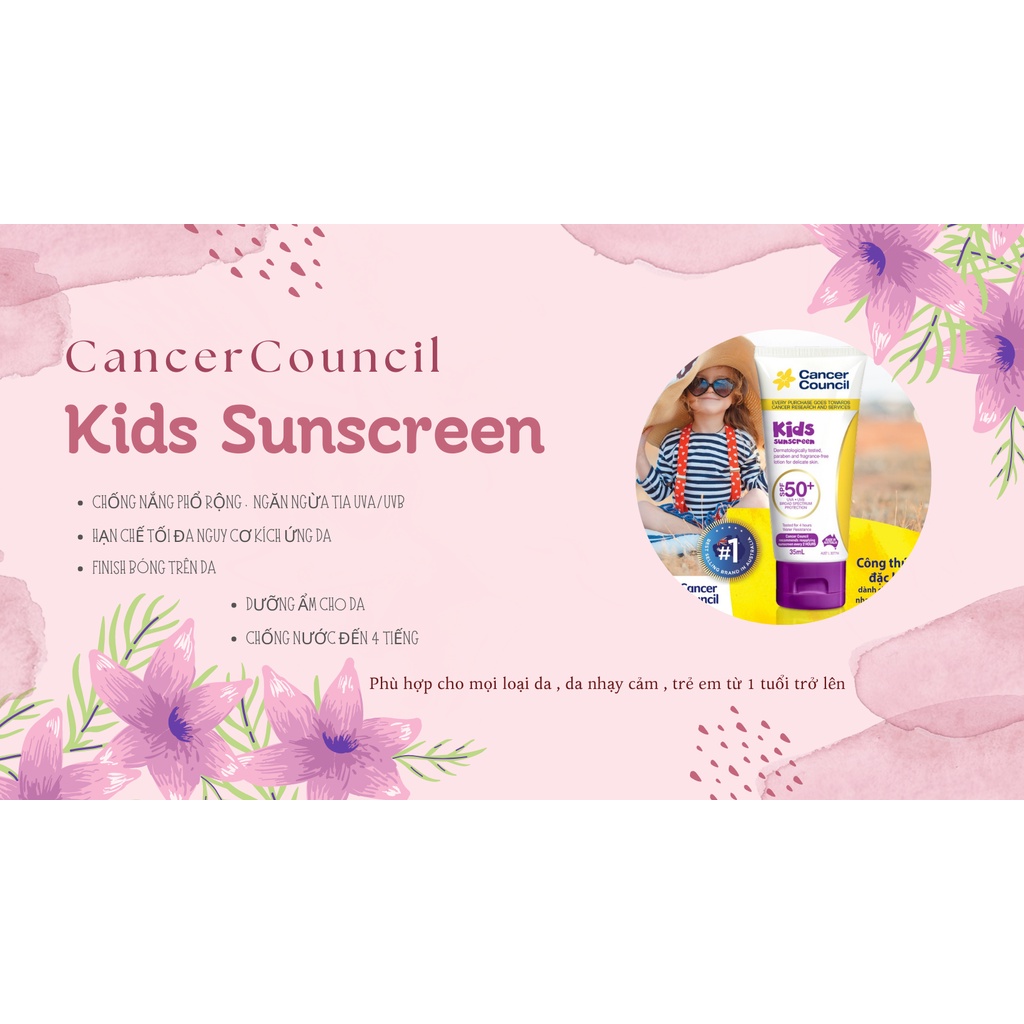 Kem chống nắng Trẻ em Cancer Council Kids Suncreen SPF 50+ PA - 35ml thumbnail