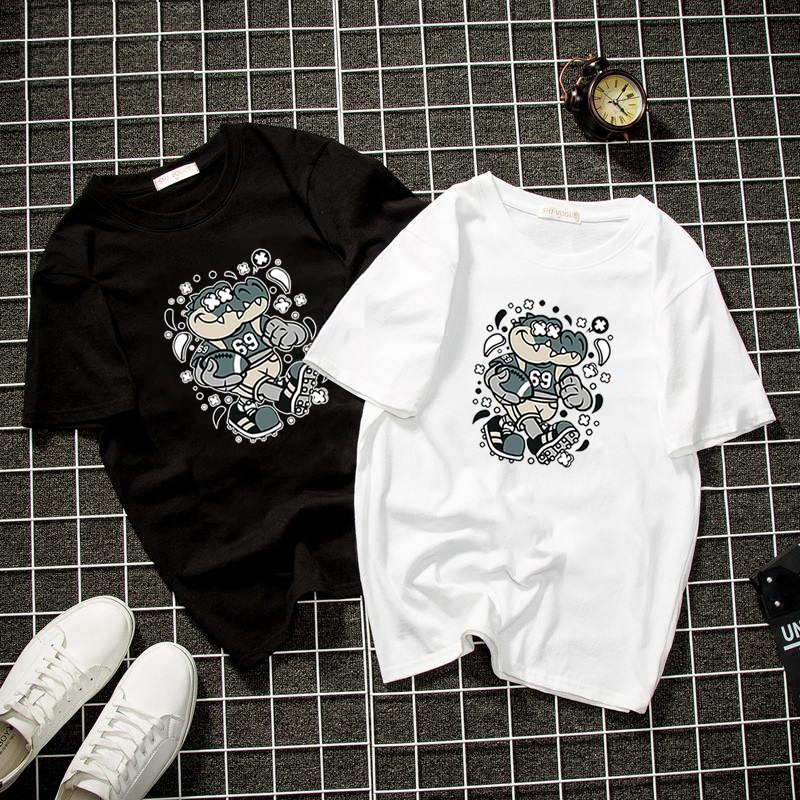 Áo thun nam nữ form rộng tay lỡ hà mã chơi bóng chày vải dày mịn 2021T3248