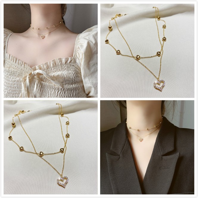 Phiên Bản Hàn Quốc Của Vòng Cổ Chuỗi Xương Đòn Tình Yêu Nhiều Lớp Thời Trang Mới