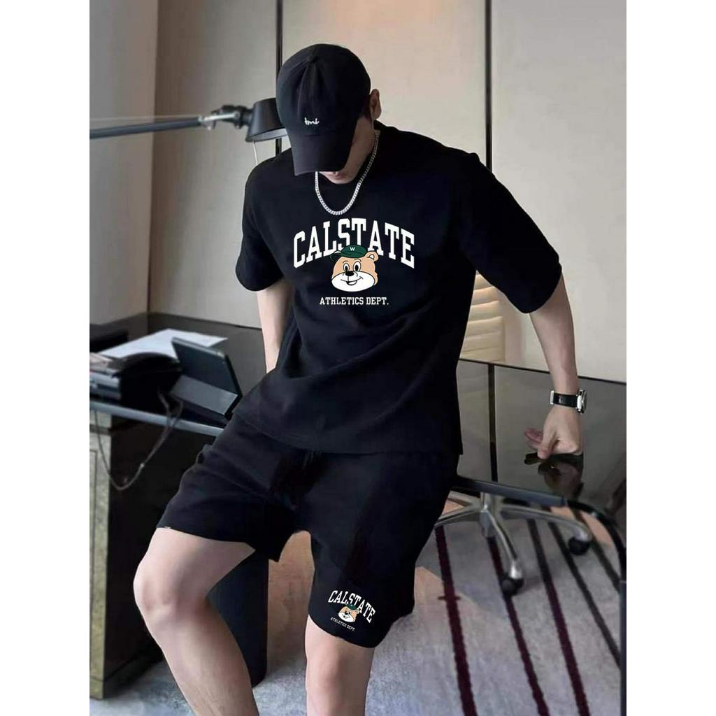 Bộ Thể Thao Hè Tay Ngắn CALISSTE Mặt Cún Siêu Cá Tính, Chất Liệu Cotton Khô Hot Trend Hè 2023