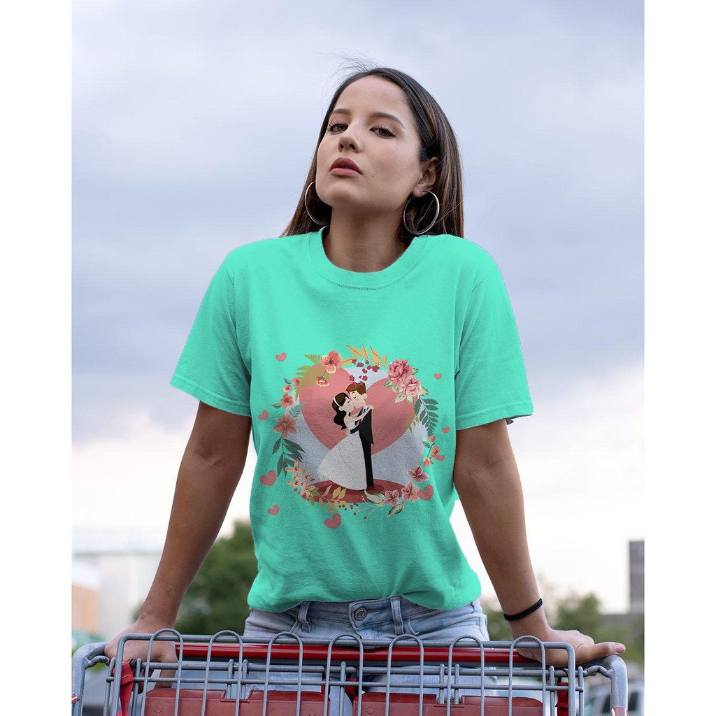 Áo thun Nữ in hình cặp đôi kiss kiss -Cotton Thun - Phong Cách - Dẽ Thương - Cá Tính