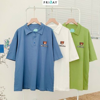 Áo phông polo thêu hình gấu Friday