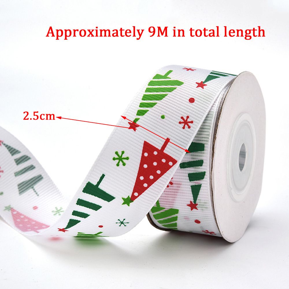 Cuộn dây ruy băng 25mm 10 yard in họa tiết Giáng Sinh đáng yêu dành cho trang trí hộp quà DIY đa năng