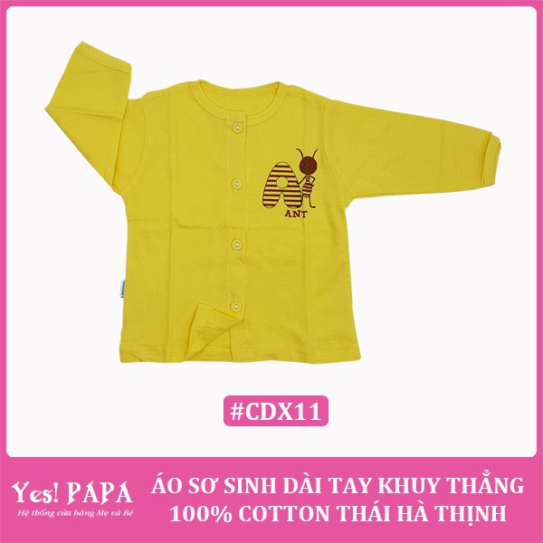 Áo sơ sinh dài tay khuy thẳng 100% cotton Thái Hà Thịnh