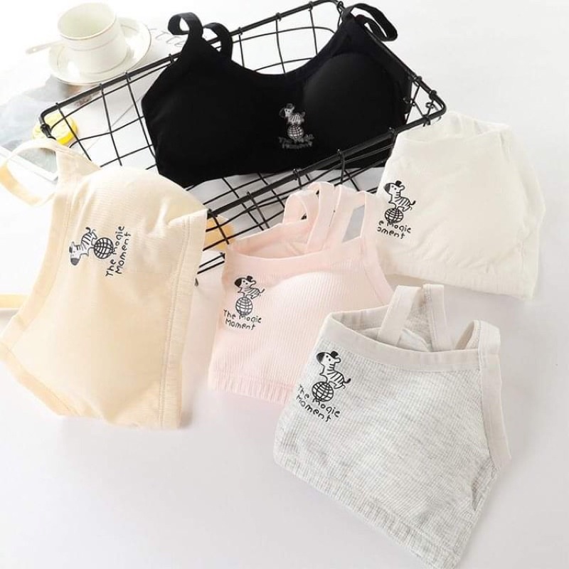 Áo chip bé gái kèm miếng lót ngực, áo ngực bé gái mới lớn 100% cotton