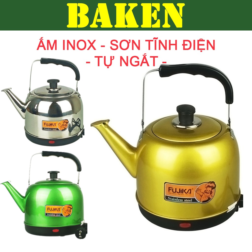 Ấm Điện Đun Nước Siêu Tốc Inox - Đế Liền - Tự Ngắt - FUJIKA FJ-SD 4L / 5L - Siêu Điện Đun Nước Sôi - BAKEN