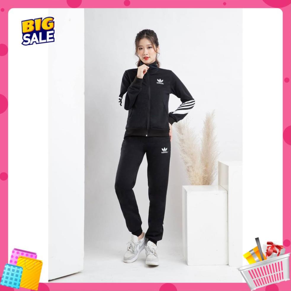 [Full size- không mũ] Bộ quần áo thể thao nữ thu đông nỉ da cá loại 1 nhãn hiệu DAS kiểu dáng sọc thời trang hottrend | BigBuy360 - bigbuy360.vn