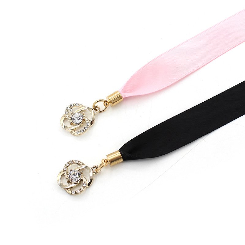 Thắt lưng vải satin streamer gắn hoa đá, đai váy dây vải ruy băng thắt nơ