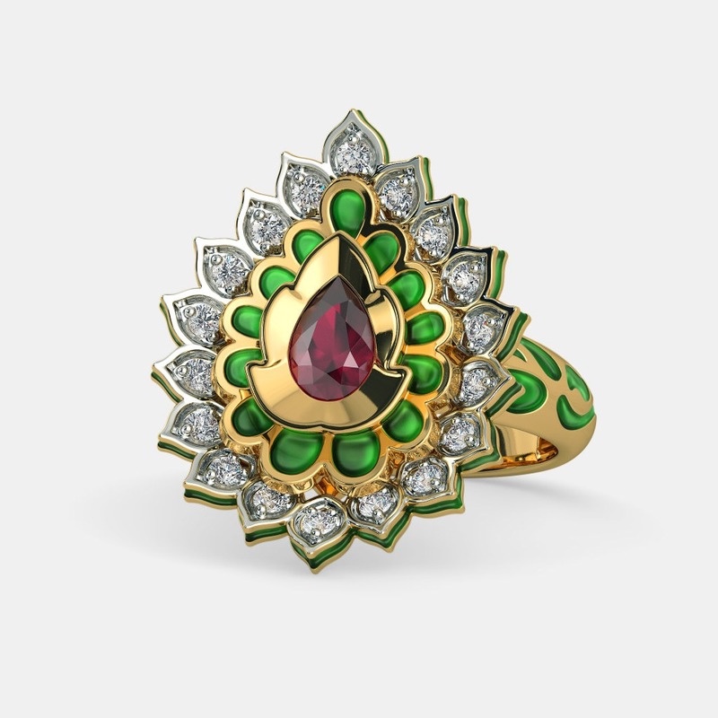 [Bán buôn] Nhẫn kim cương thiết kế hình hoa sen cá tính