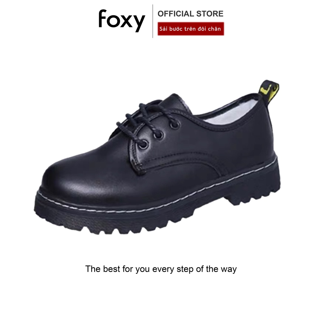 Giày Oxford Nữ Da Trơn Thấp Cổ Mũi Tròn Đế 2.5 cm Phong Cách Retro Foxy - FOX058