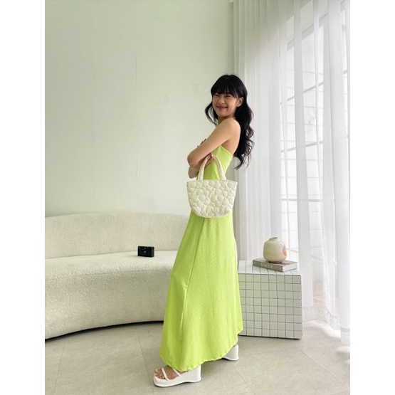 Đầm Ôm Chất Thun Gân Cổ Yếm Udon Maxi Dress - Gingerbear