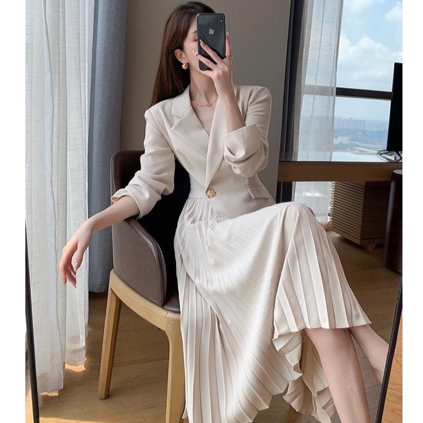 Đầm Váy Công Sở Thiết Kế Váy Xếp Li Thời Trang Nữ Sang Trọng_Lerin V129 | BigBuy360 - bigbuy360.vn