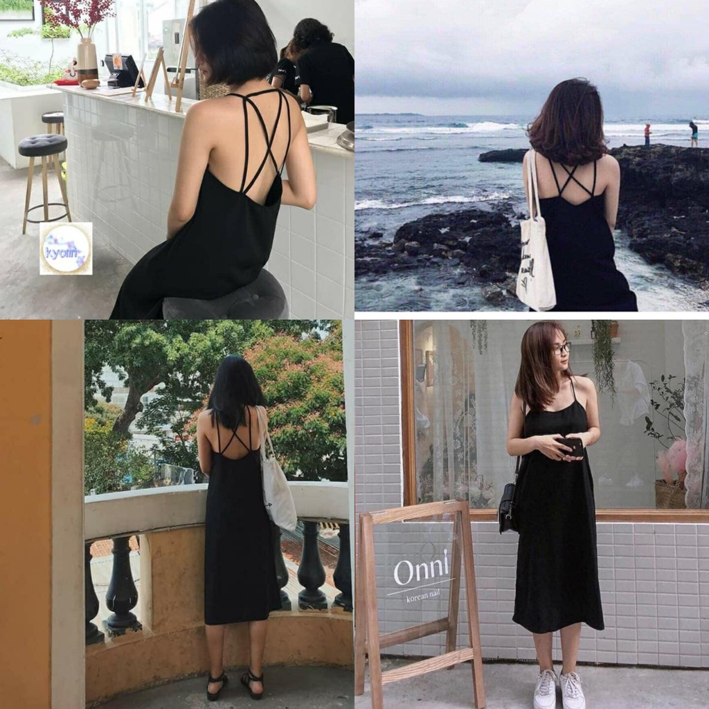 VÁY MAXI 2 DÂY ĐAN LƯNG HOT