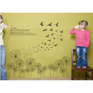 Decal dán tường Bồ công anh và đàn chim