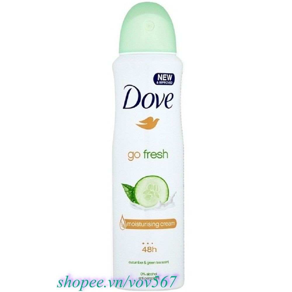 Xịt Khử Mùi Nữ 150Ml Dove Go Fresh Dưa Leo, vov567 100% Là Hàng Chính Hãng.