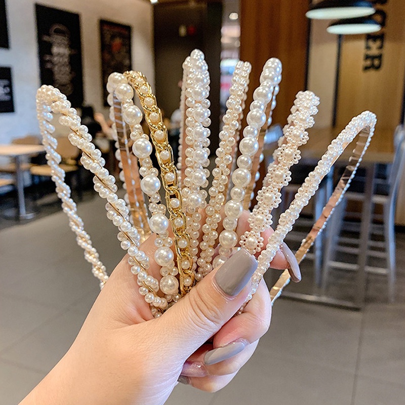 Băng Đô Đính Hạt Ngọc Trai Thời Trang Hàn Quốc Dễ Phối Đồ