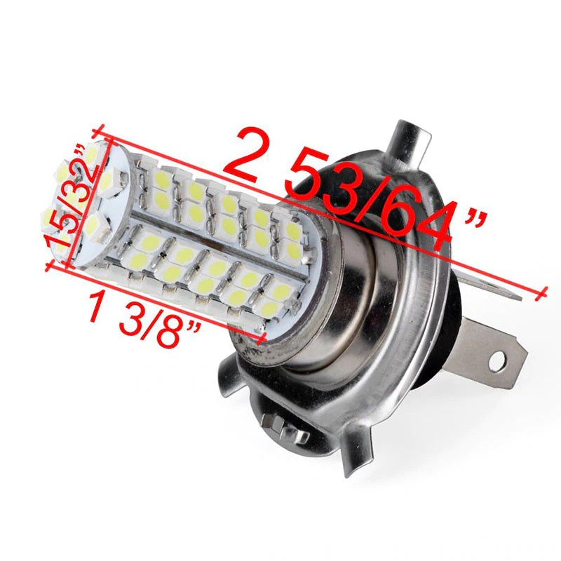 2 đèn pha xe hơi bóng LED siêu sáng H4 68 SMD 12V