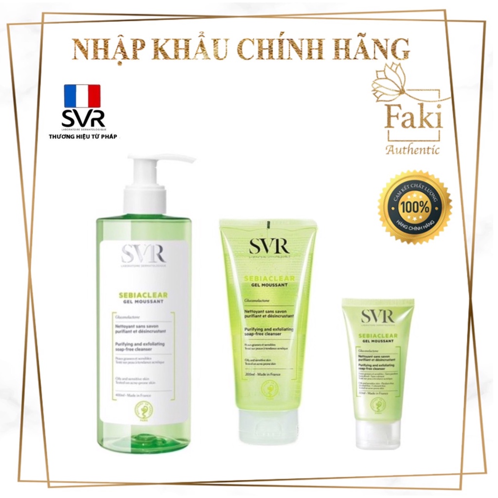Sữa rửa mặt SVR cho da mụn nhạy cảm 55ml, 200ml, 400ml | Faki Authentic | BigBuy360 - bigbuy360.vn