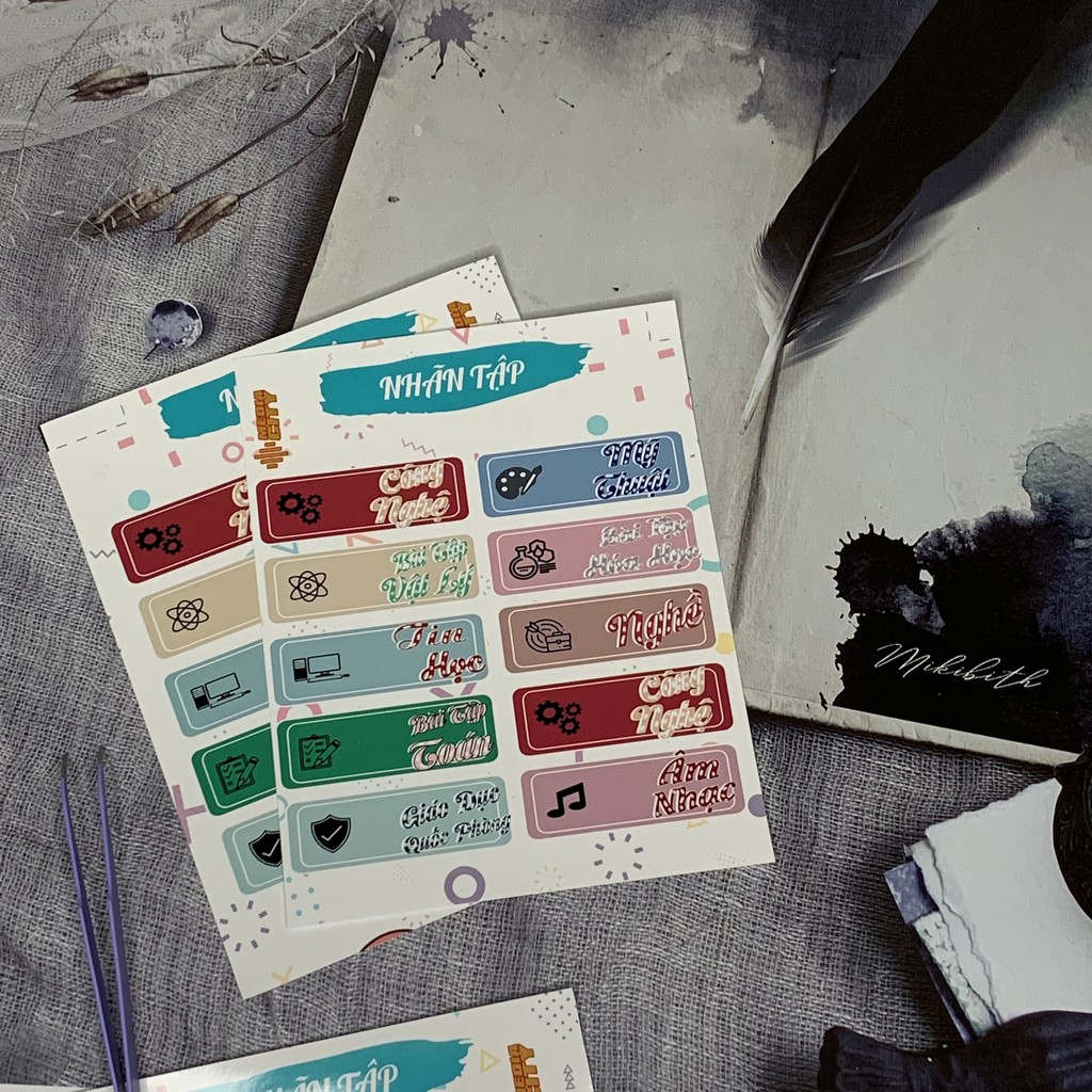 Sticker Nhãn Vở Môn Học 🌈𝑭𝒓𝒆𝒆𝒔𝒉𝒊𝒑 Phân Trang Môn Học, chống nước - Tặng sticker Cung Hoàng Đạo