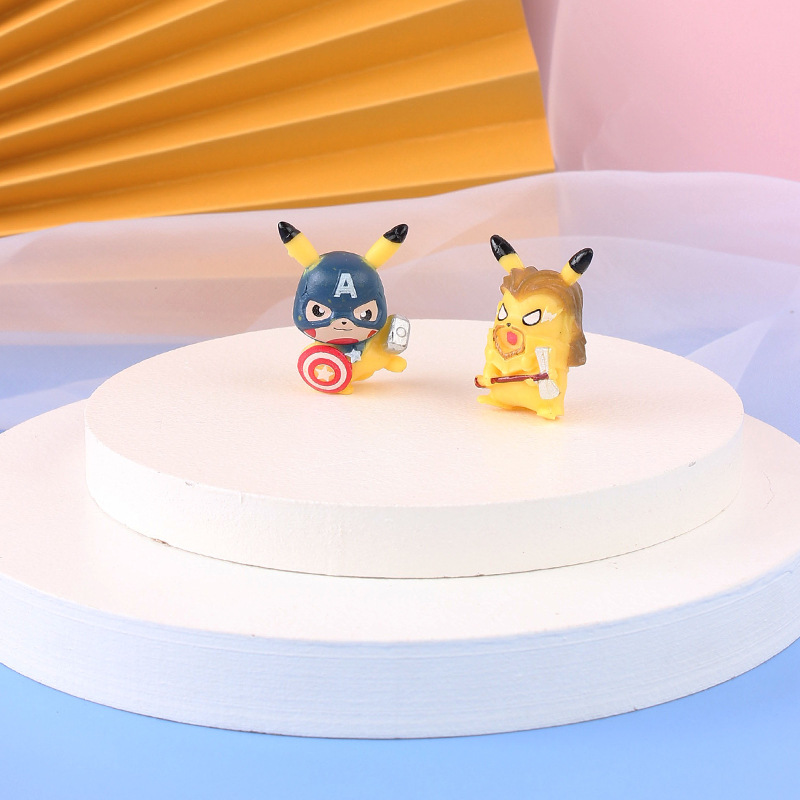 Set 6 mô hình Pikachu Marvel trang trí đáng yêu