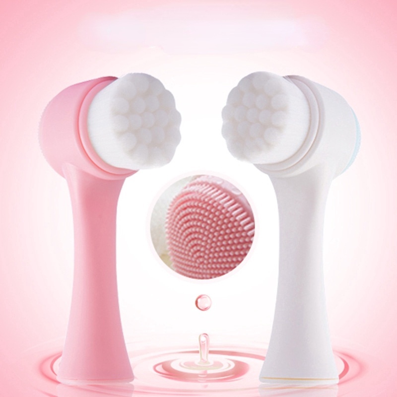 Bàn Chải Silicone Rửa Mặt 3D Rung Mát Xa Chăm Sóc Da