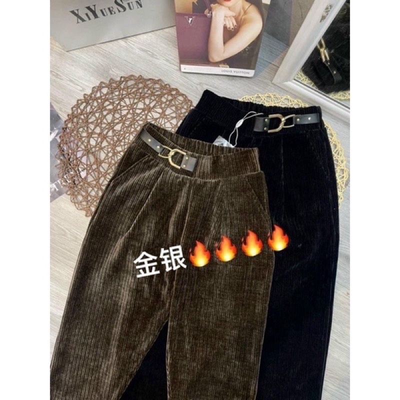 QUẦN BAGGY NHUNG NỮ . baggy nhung , baggy nữ , baggy dạ , baggy dạ nữ . _HÀNG LOẠI 1 _nhung kép dày phom dưới 60kg