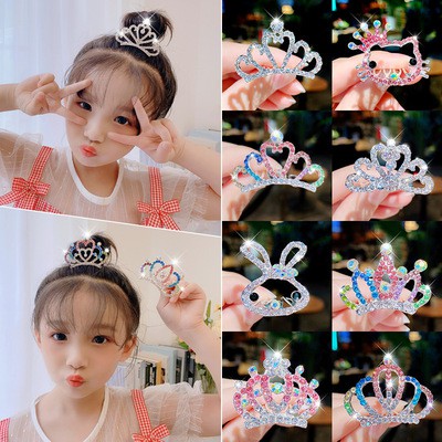Kẹp Tóc Hình Vương Miện Đính Đá Phong Cách Hàn Quốc Xinh Xắn Thời Trang Cho Bé Gái