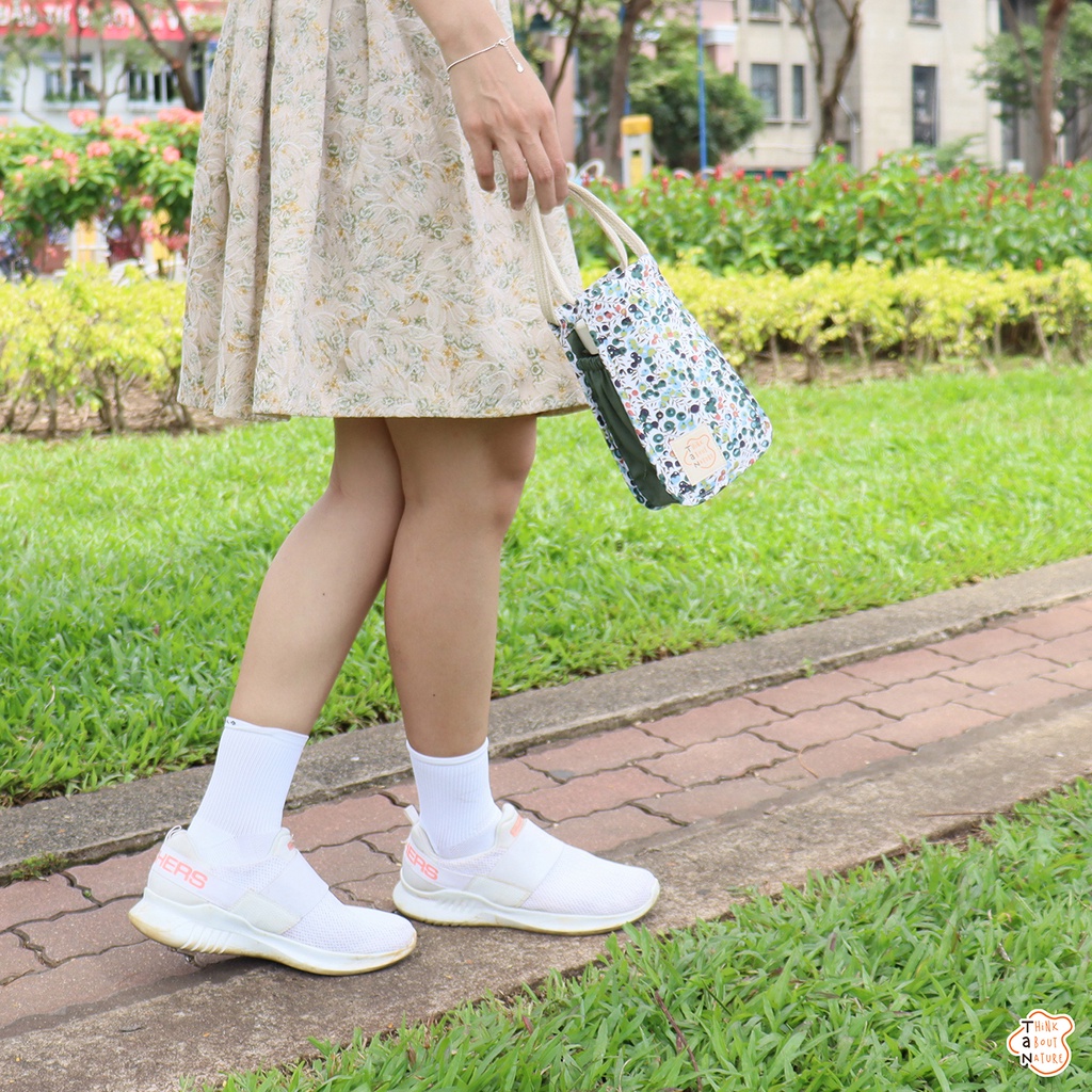 MINI - Túi vải đeo chéo họa tiết ôliu xanh/Túi vải đựng bình nước nhỏ/ TaNcupholder