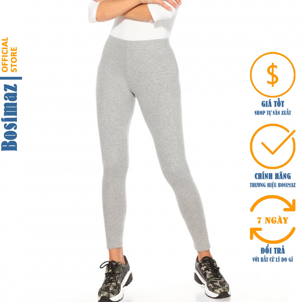 Quần Legging Nữ Bosimaz MS015 dài không túi màu tiêu xám nhạt cao cấp, thun co giãn 4 chiều, vải đẹp dày, thoáng mát.