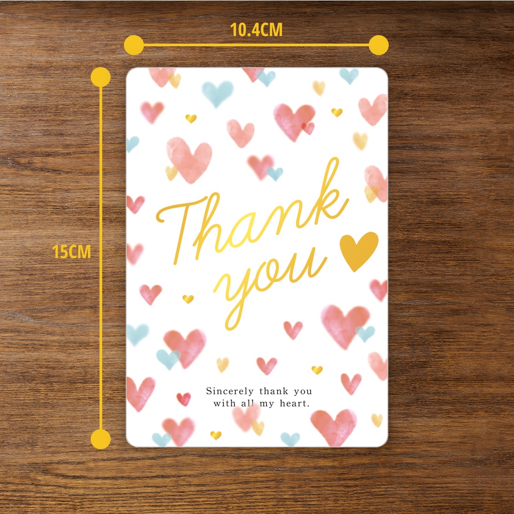 Thiệp giấy chủ đề Cảm ơn Thank you Card Cao Cấp Nhập Từ Đài Loan TK2504 với Chữ Nhũ Vàng Họa tiết Cute Size 10.4x15cm