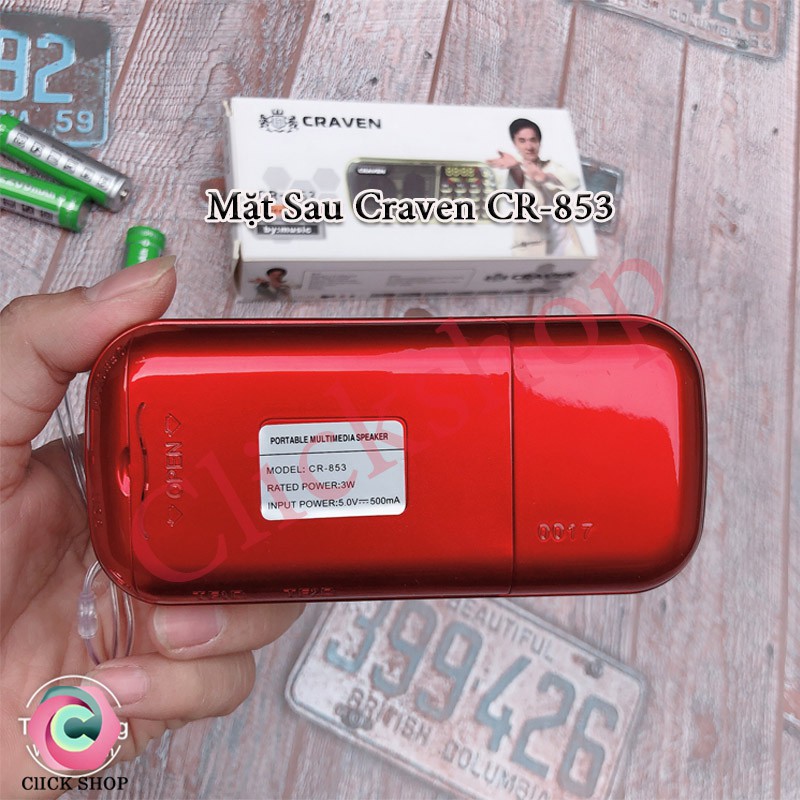 Đài radio FM Caraven CR-853 3 pin siêu trâu Chuyên FM-AM-USB-Thẻ TF tặng kèm 3 pin - Loa di động cho âm thanh chất luong