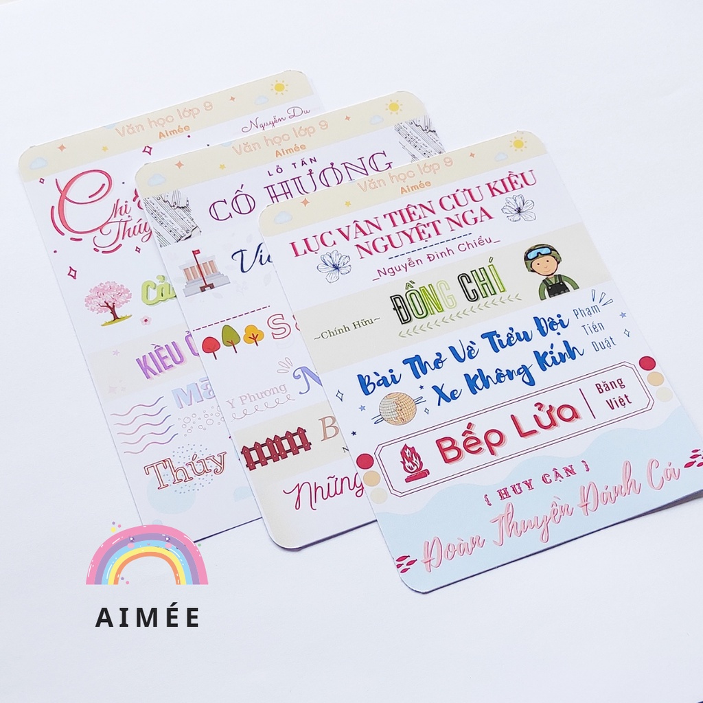 Sticker ngữ văn 9, tiêu đề văn học 9  | AIMÉE